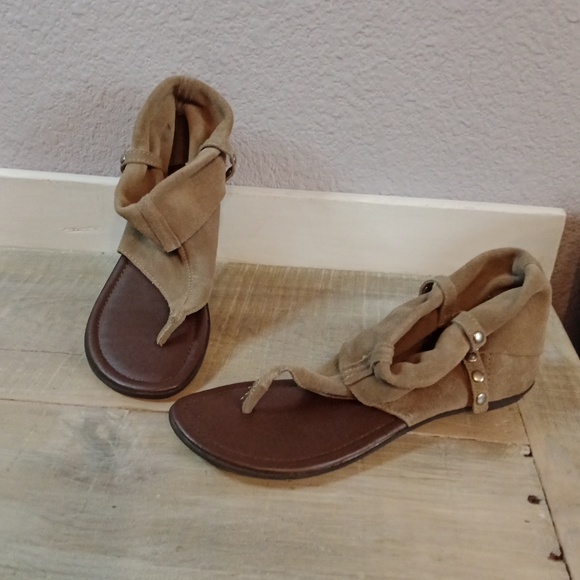 bp Shoes Euc Bp Studded Leather Sandals Costa Ricalea Sand Suede Sz 8 Poshmark